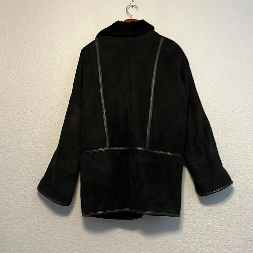 Vintage Christia Hana K Suede Fur Black Coat - Picture 10 of 17